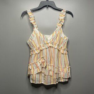 ELLA MOSS Women's Sammy V-Neck Ruffles Accent Tank Top Multicolor Size XS